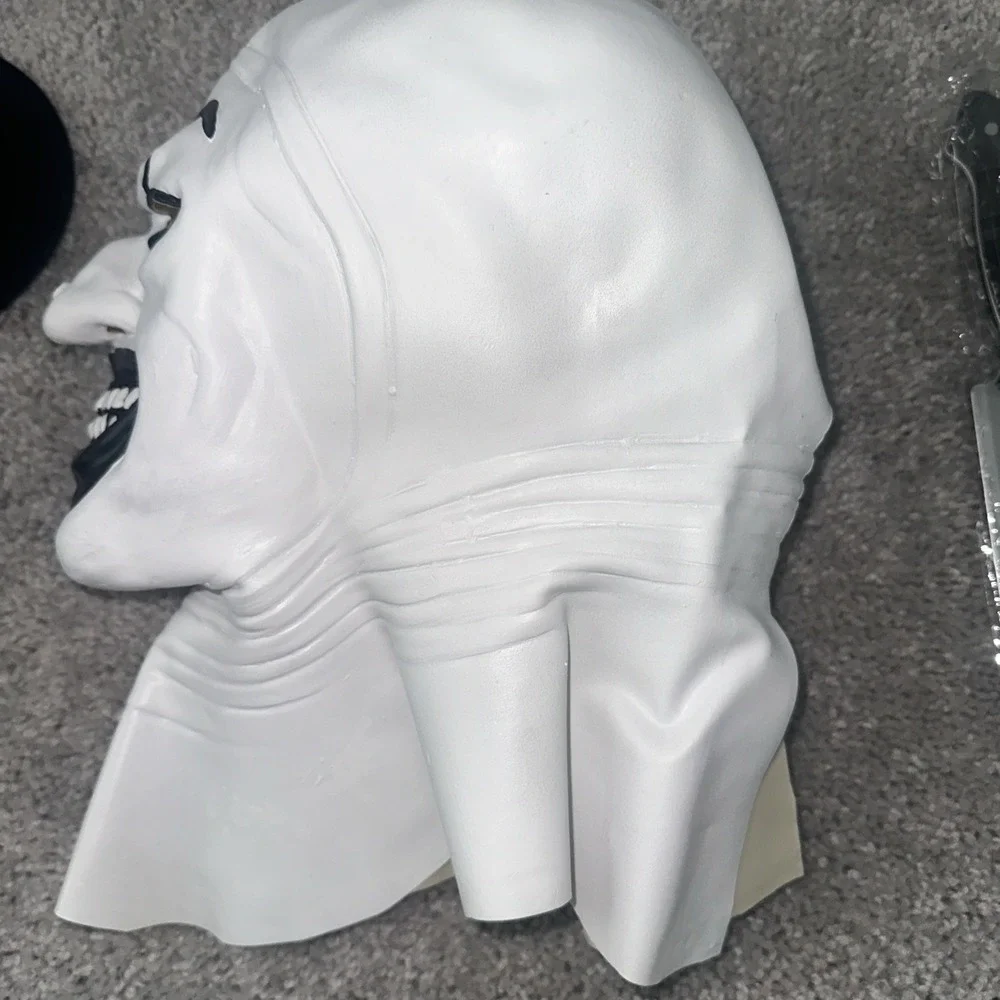 Terrifier Art The Clown Cosplay Mask Halloween Black Hat, Gloves, Knife